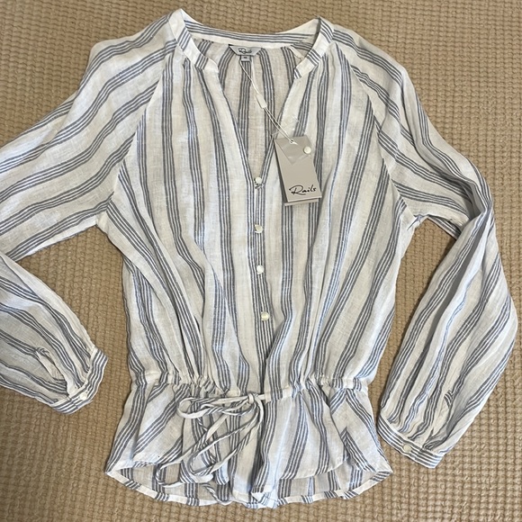 NWT Rails Marti Cayman Striped long sleeve top with waist tie - Picture 5 of 6